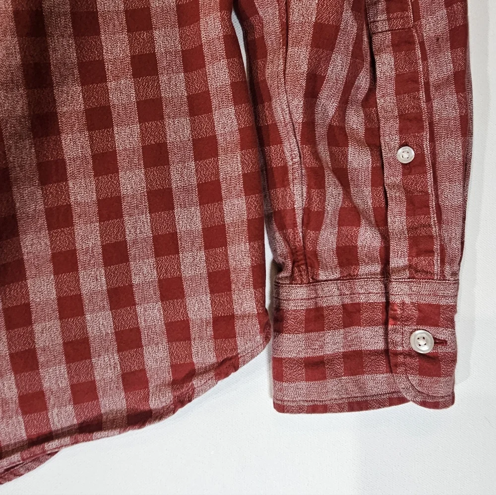 J.‎ Crew Mens Button Down Shirt Small Red White Checker Plaid Slim Fit